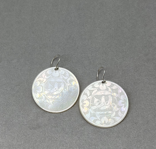 Dove earrings ( vintage Chinese chips )