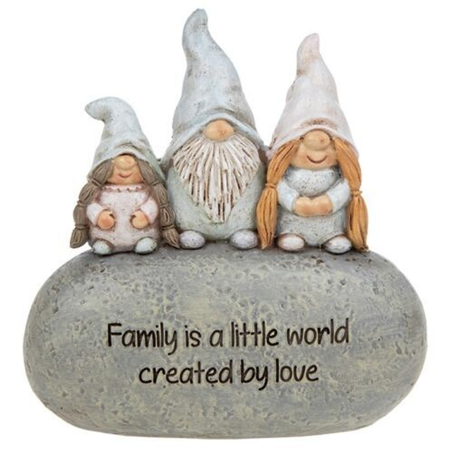 Beautiful Sentiment Stone Pebble with Gonk Figure on Top with Sentiment Words.