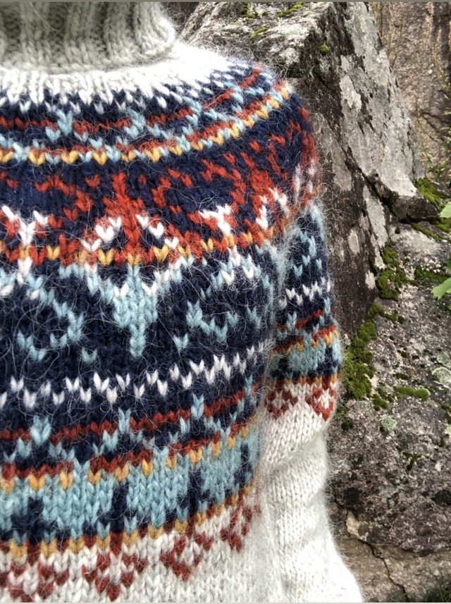Alasuq Polar Sweater Kit - Col 07 (Light Ash & Navy) - Wool & Pattern - Linka Neumann