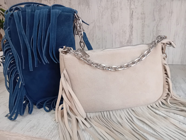 Borsa  scamosciato con frange