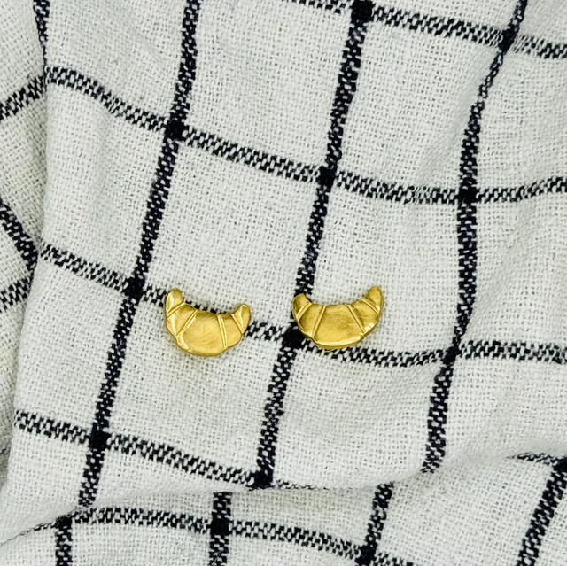 Gold Croissant Studs 