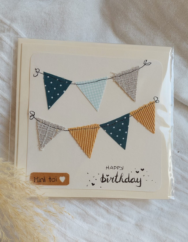 carte en tissu "Happy Birthday"