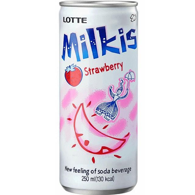 Lotte Milkis - Strawberry Flavour Cream Soda Drink - 250ml