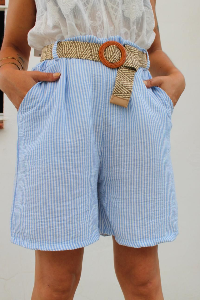 Bermudas Rayas Celeste