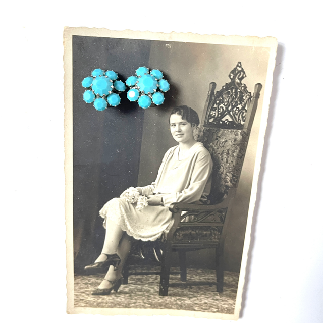 Ohrclips Türkis Glas