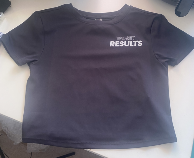 We Get Results Cropped Tee (matches the black full gym set)