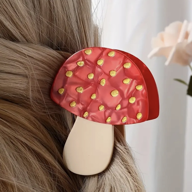 Mushroom toadstool hair clip 