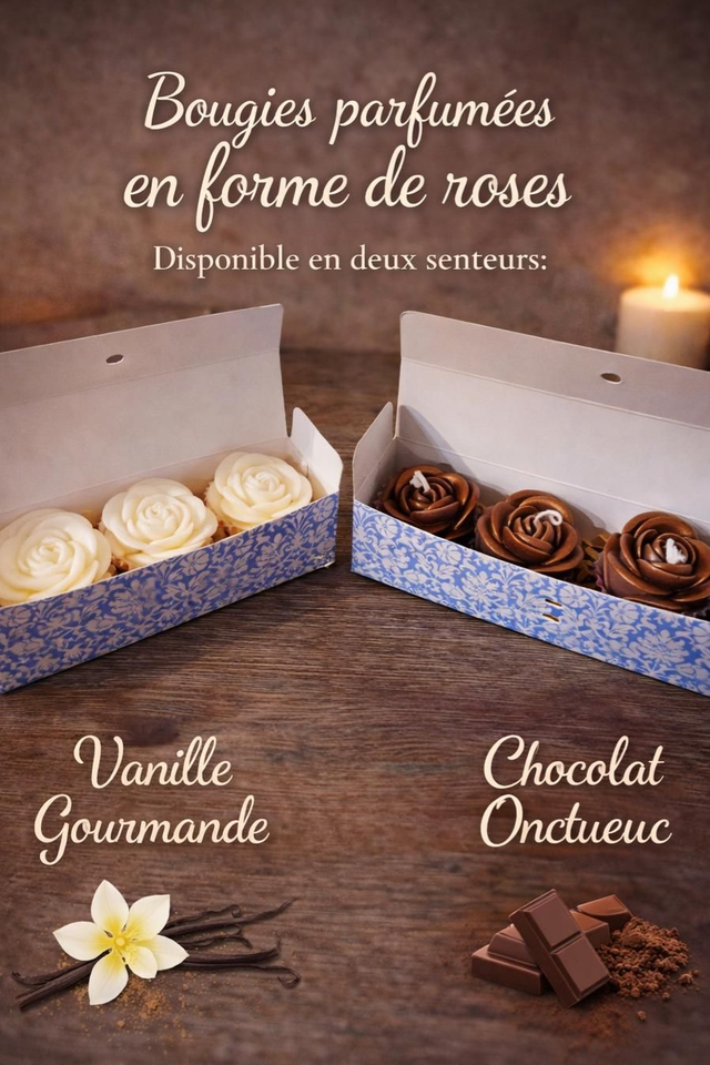 Boîte de Rose. Senteur chocolat ou vanille 