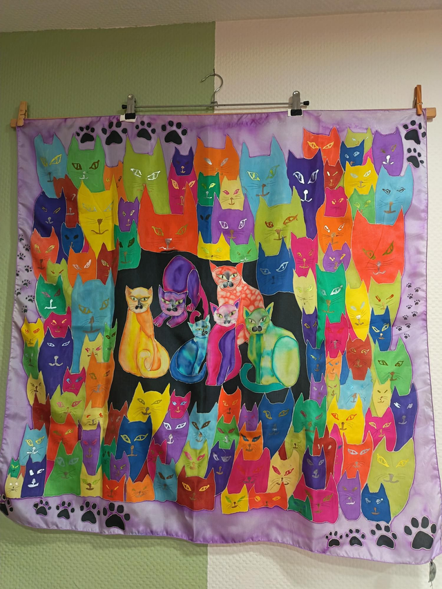 Carré de soie "Chats"