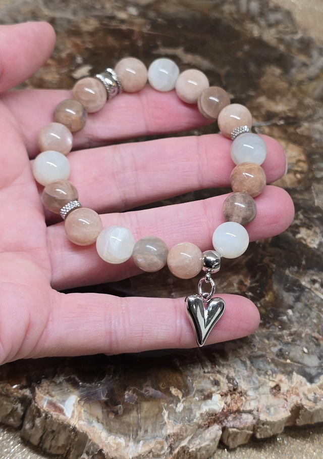 Bracelet Pierre de lune multicolore en 1 cm