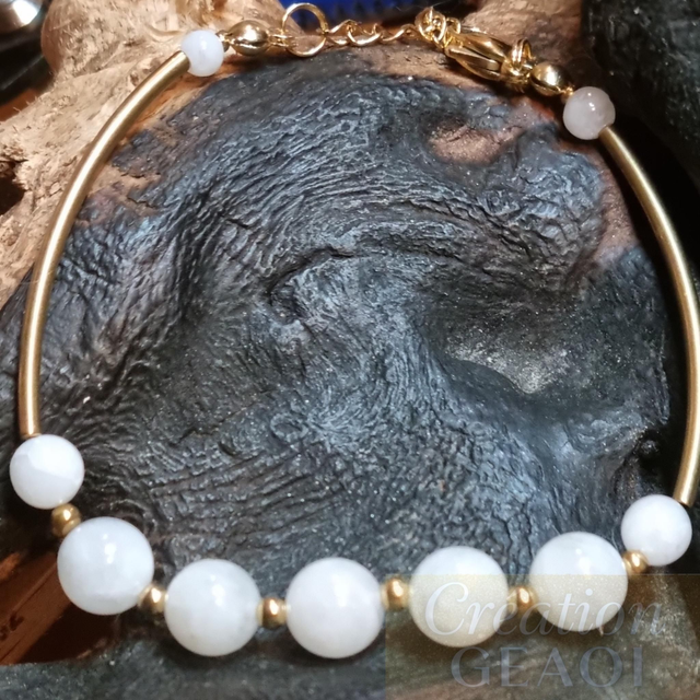 Jumelle élégante Pierre de Lune Blanche