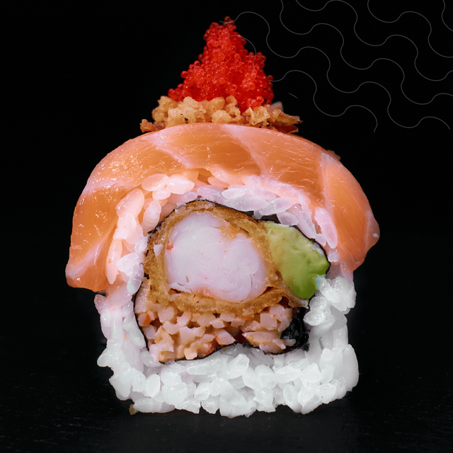 #27 Crunch Roll Salmón, Langostino Y Salsa Shriracha Mayo