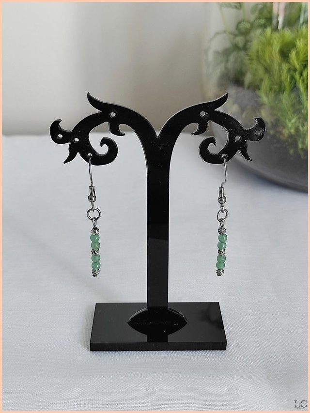 2. Boucles d&#039;oreilles crochet, pierre naturelle - Aventurine
