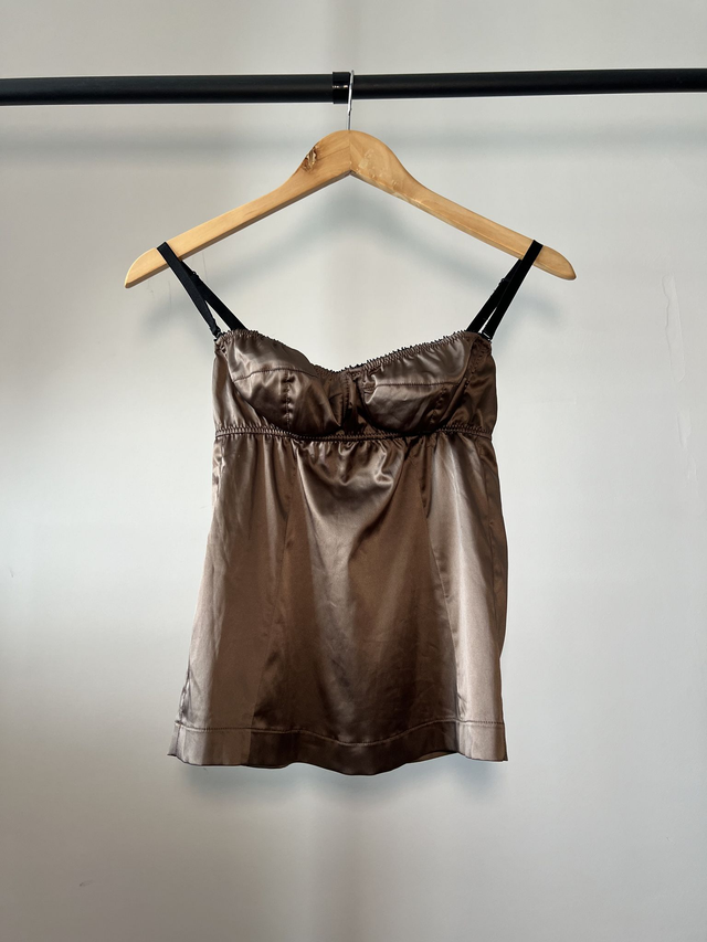 Silky brown corset #0031