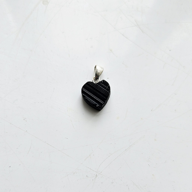Sterling Silver Small Black Tourmaline Heart Pendant