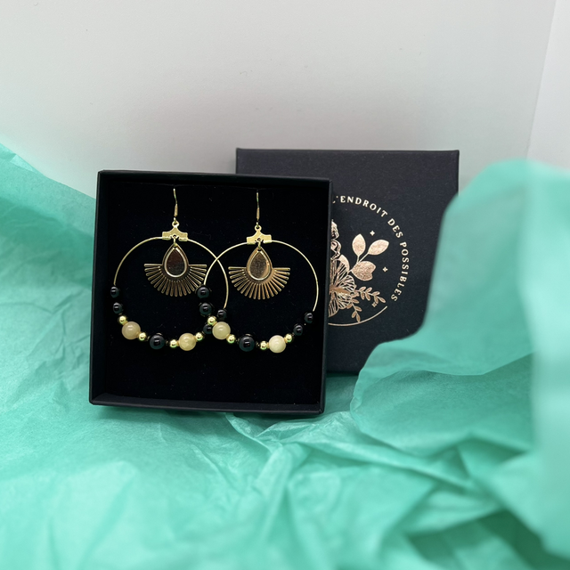 Z- BO - Calcite jaune, onyx - plaqué or