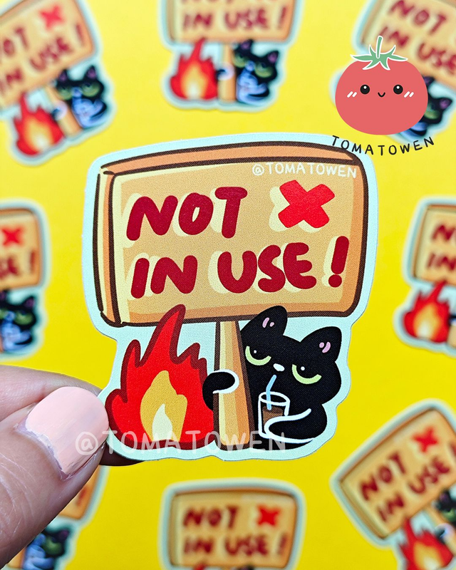 Sticker: &quot;Not in Use&quot; sign fire cat