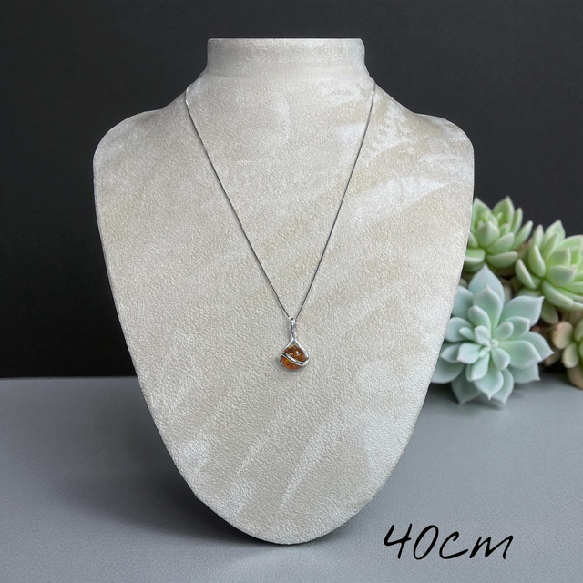 Amber and sterling silver pendant necklace
