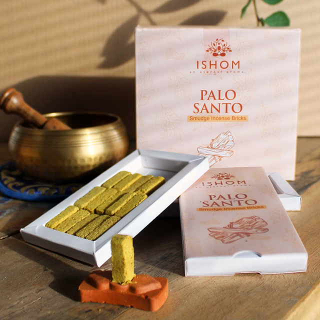 1x Pack of 15 Natural Incense Smudge Bricks and Burner - Palo Santo