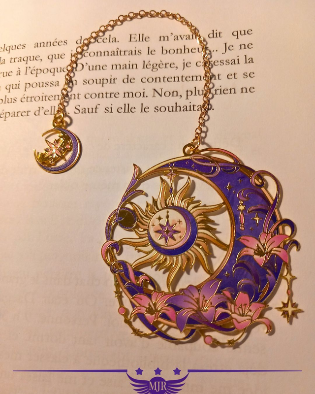 Marque-page métal – Lune &amp; Fleurs