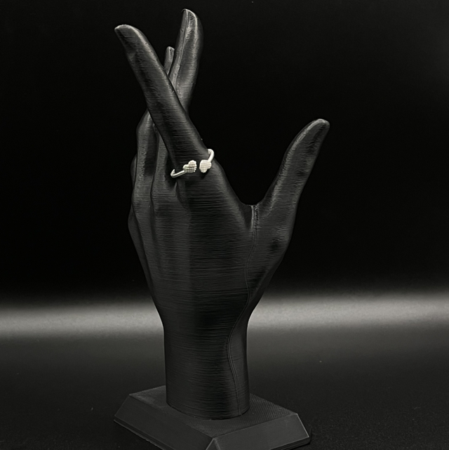 Anel regulável dois corações riscados 