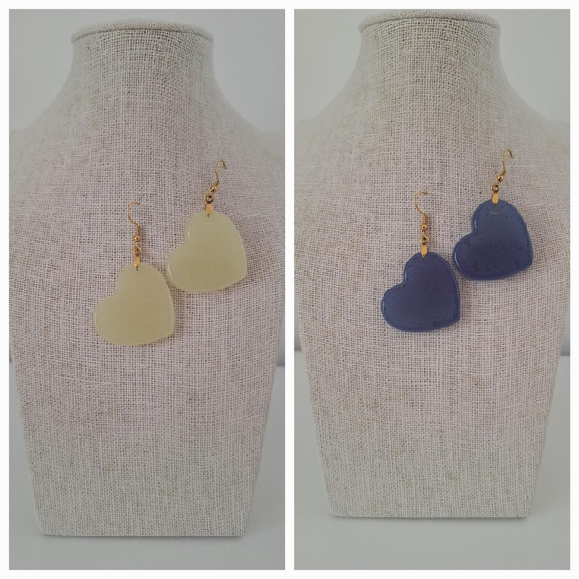 Boucles oreilles coeurs thermochromiques bleues