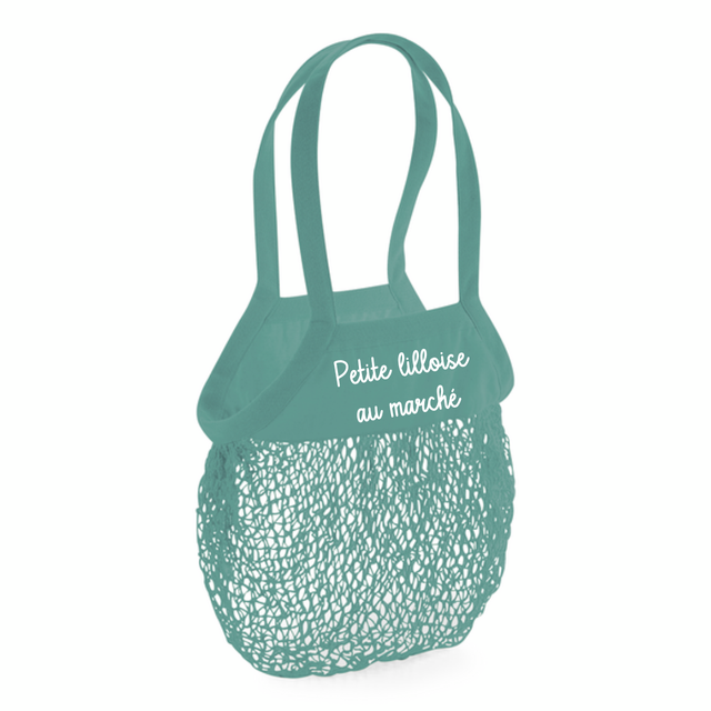 Sac filet à provisions &quot;Petite lilloise au marché&quot; - Personnalisable
