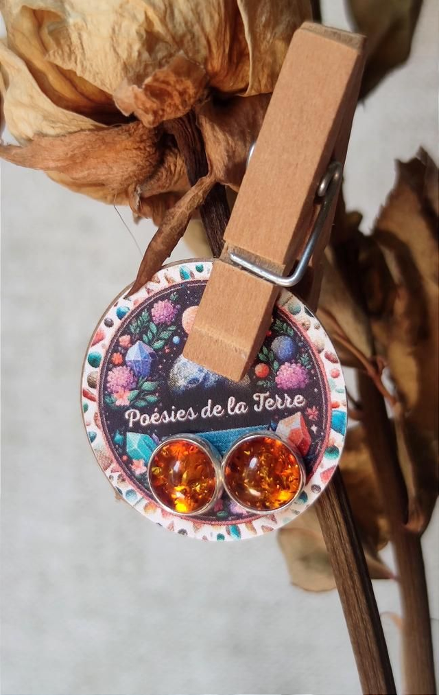 ambre véritable ~ boucles d'oreilles argent 925 