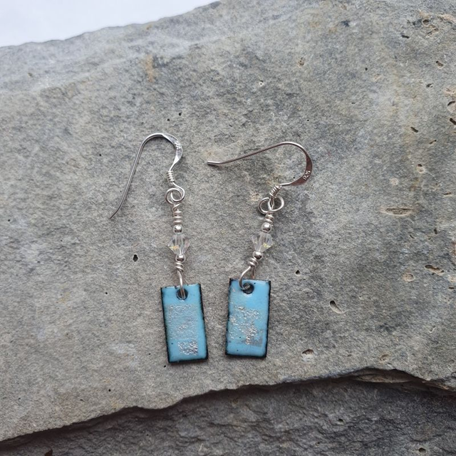 Pale blue enamelled earrings - EE092a