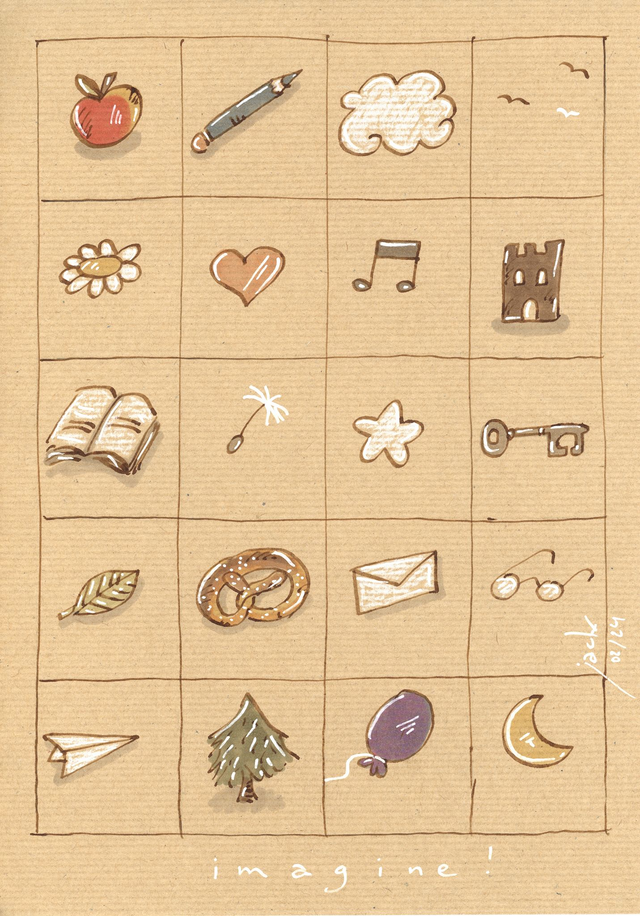 VENDU - "Imagine" - Dessin format A4 sur papier - cadre 32x42 - frais de port compris pour la France 120,00 €