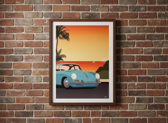 Affiche 30x40 cm - Modèle Porsche 356