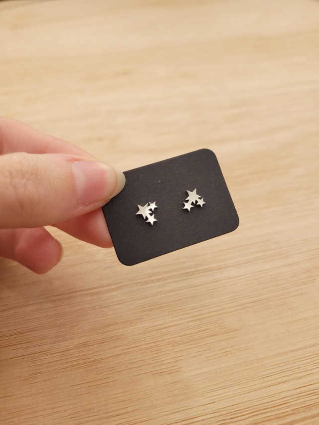 Stainless Steel 3 mini cluster star stud earrings - SL-004