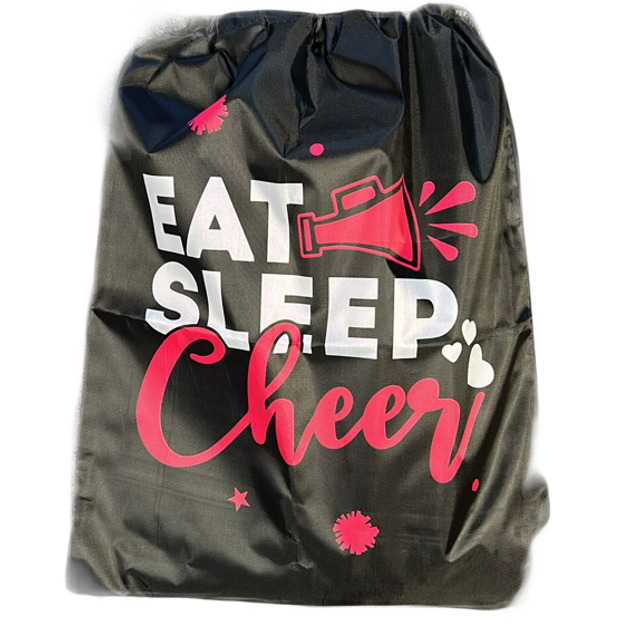 Eat sleep cheer drawstring bag 
