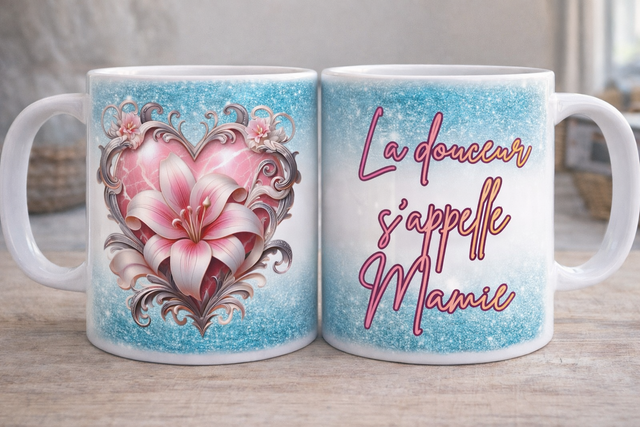 ☕ Mug “La douceur s’appelle Mamie”