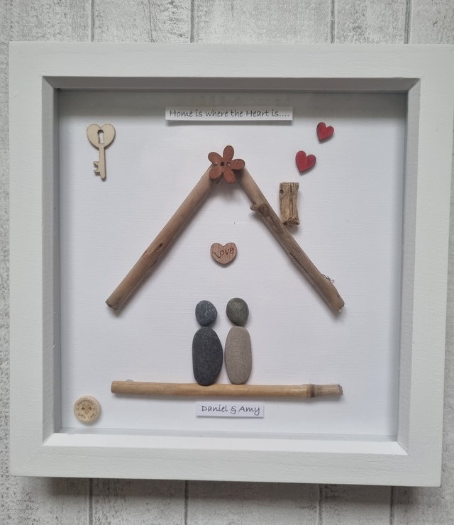 Irish Hand Crafted, Personalised, Pebble Art Housewarming Gift