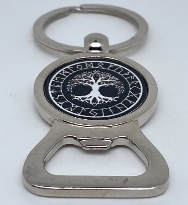 Yggdrasil Nordic World Tree Norse Viking Bottle Opener Metal Pagan Gift Key Ring