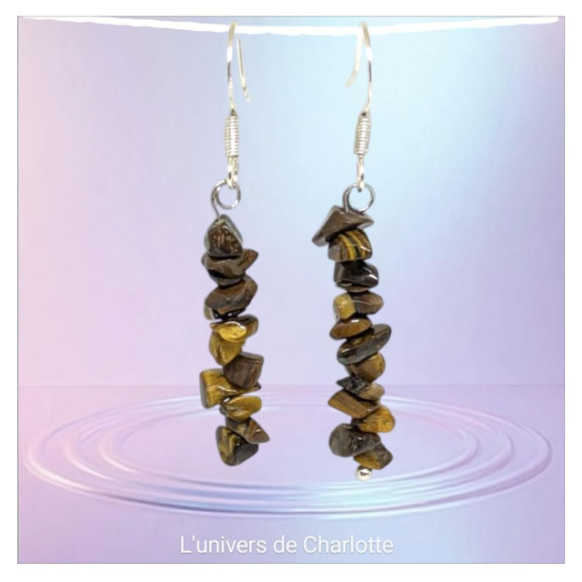 Boucles d&#039;oreilles &quot;Oeil de tigre&quot; BO-071