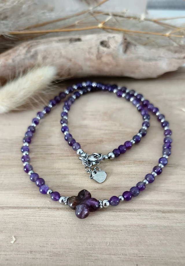 A Collier "Trèfle" Améthyste