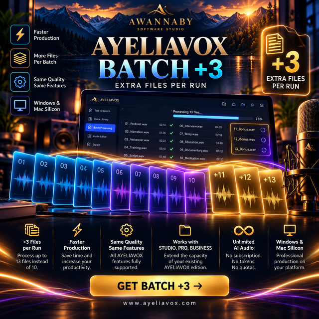 AYELIAVOX BATCH +3 — Extra Files Per Run