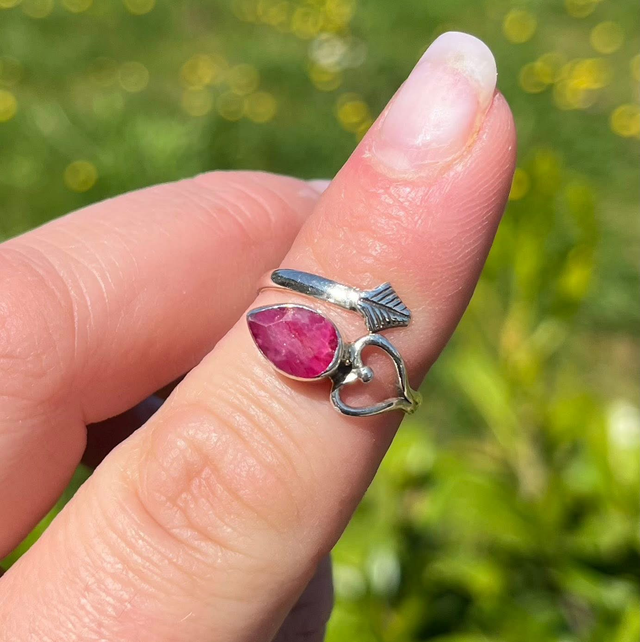 Bague en argent et Rubis - Taille réglable