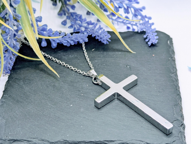 Stainless Steel Necklace With Cross Pendant 