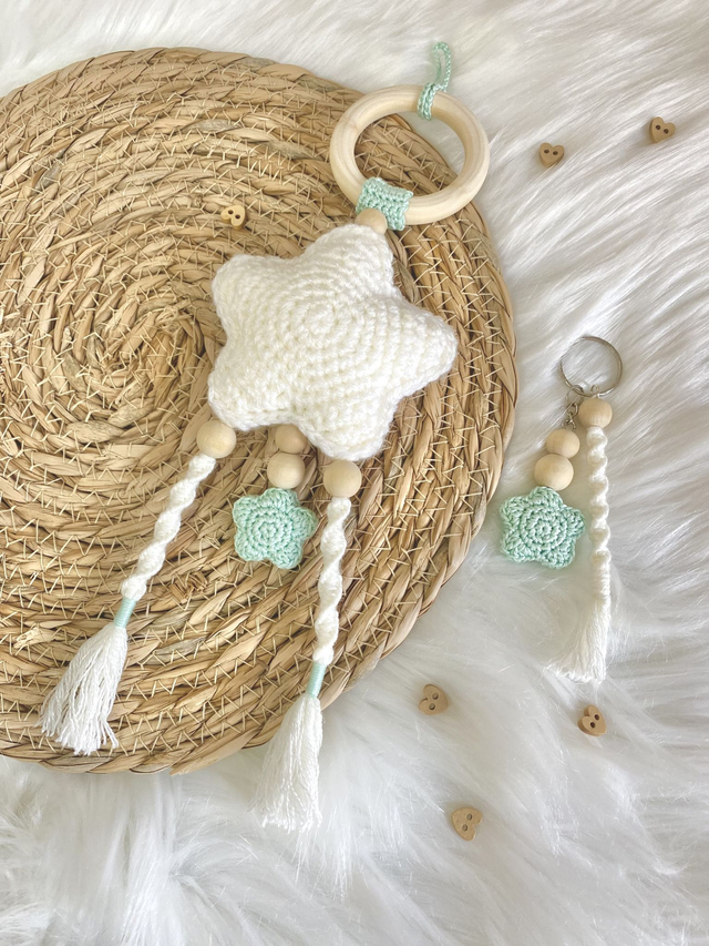 Suspension et porte-clés "Duo étoilé" 