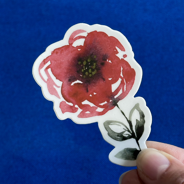 Sticker vinyle fleur rouge