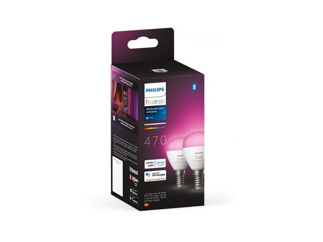 Philips Hue White &amp; Color Ambiance E14 Lustre Goutte, set de 2, 2 x 470 lm