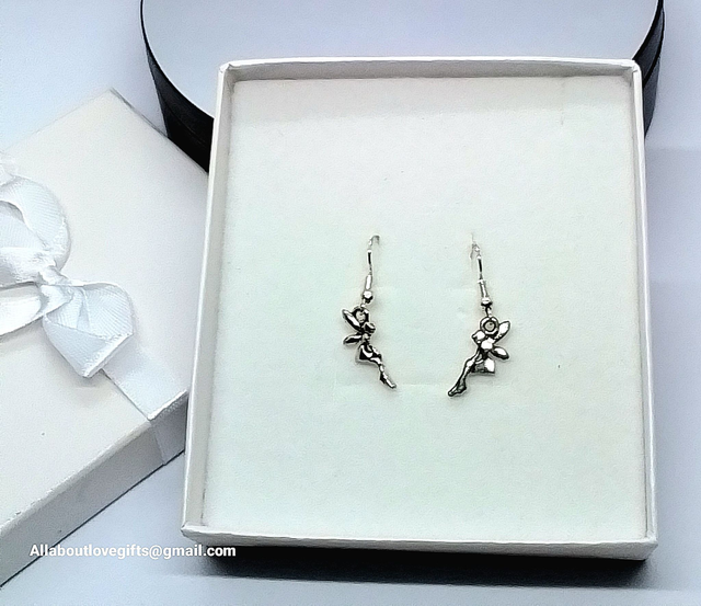 Earings Dangly Pixie Pendant Silver Plated Hand Made