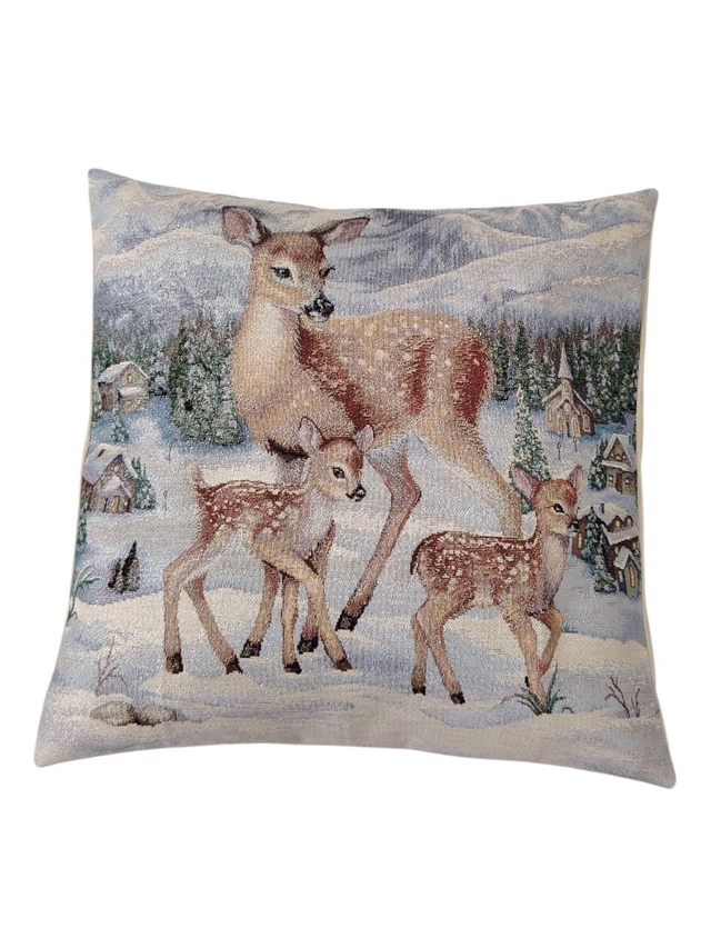 Coussin de Noël déhoussable "Biches"