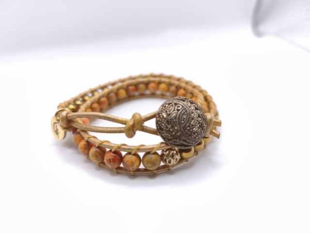 Bracelet double rang jaspe impérial et hématite 