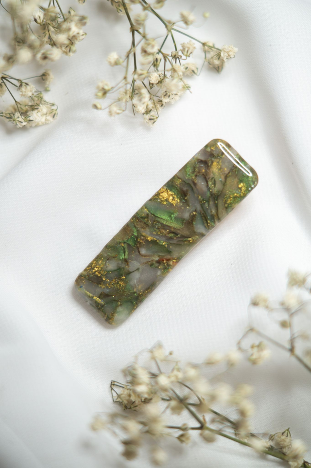 Coloris kaki - Barrette rectangle 