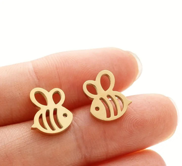 Stainless Steel Bee Stud Earring