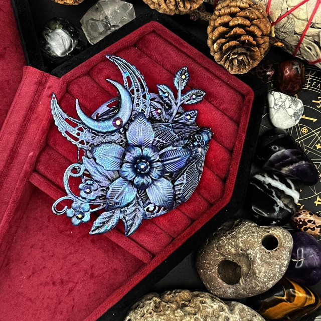 Moth Moon Brooch/Clip